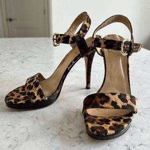 Stuart Weitzman Leopard Platform Sandal Heels 9.5